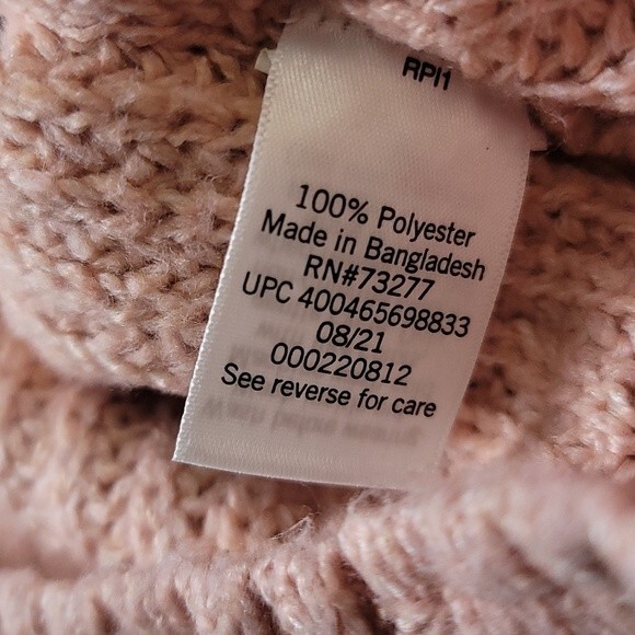 Oversized Turtleneck Knit Sweater Pink with Blue Stripe/Juniors Size XS - Picture 6 of 7